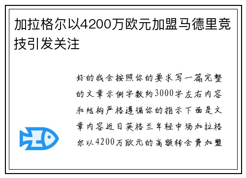加拉格尔以4200万欧元加盟马德里竞技引发关注